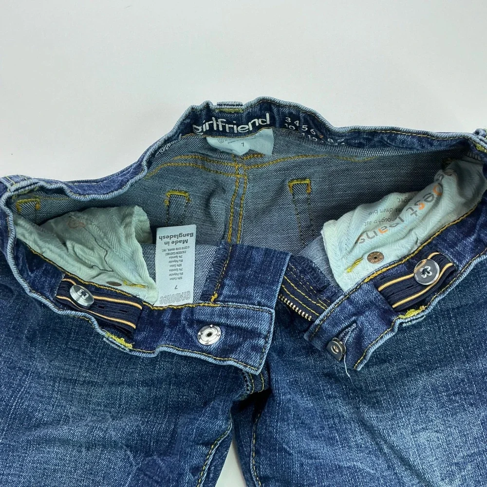 Gymboree Blue Girlfriend Jeans Kids Size 7 Adjustable Waist Dark Wash Stretch